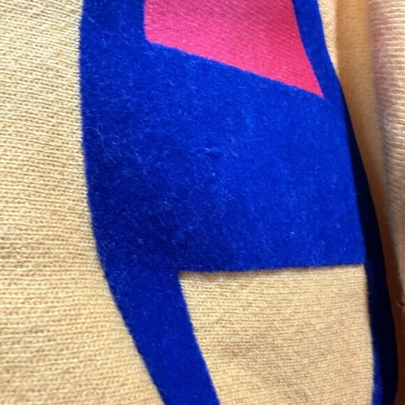 Champion Crew Neck Reverse Weave Sweatshirt Big Spell Out Velvet Logo M GOLD - Picture 9 of 9